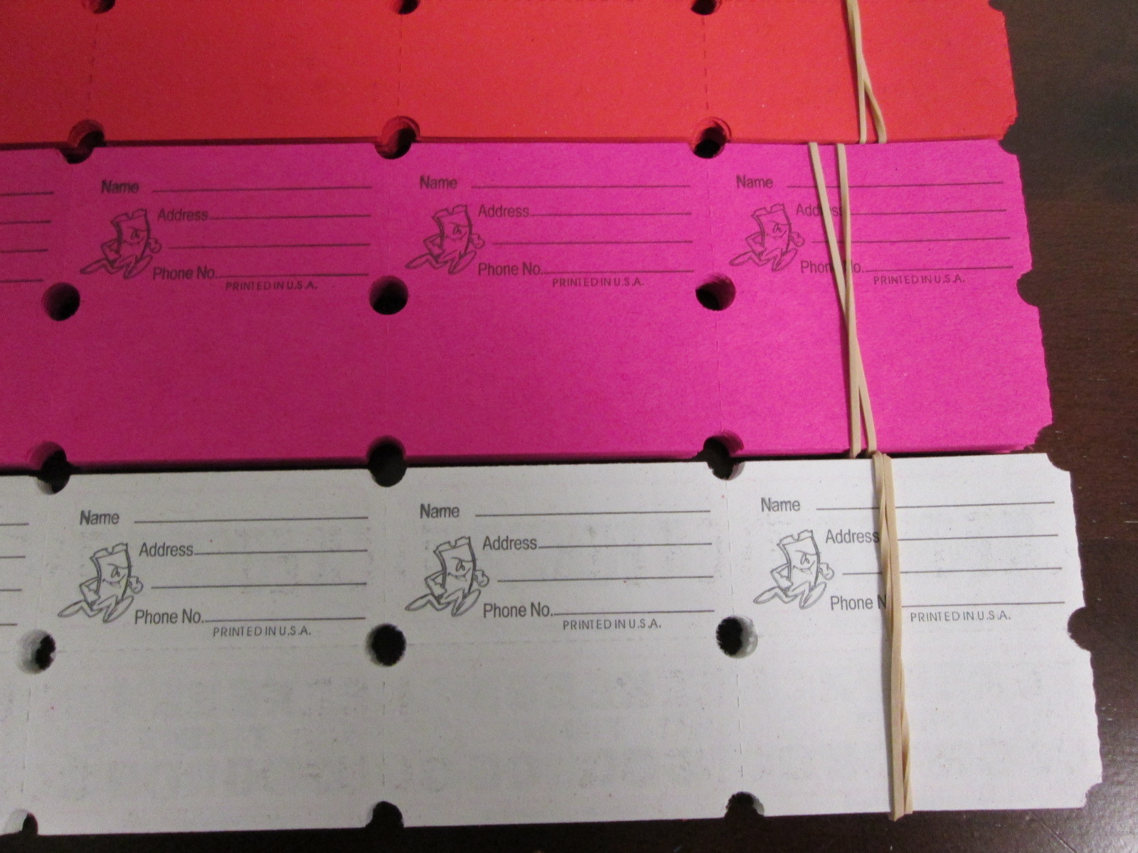 Double Stub Raffle Tickets 2 Rolls of 2000 Each Roll Indiana Ticket Company 4000