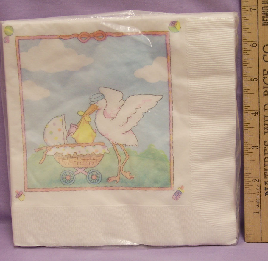 BABY SHOWER NAPKINS 154 TOTAL IS 7 UNOPENED PACKS VARIETY PICTURES NEW