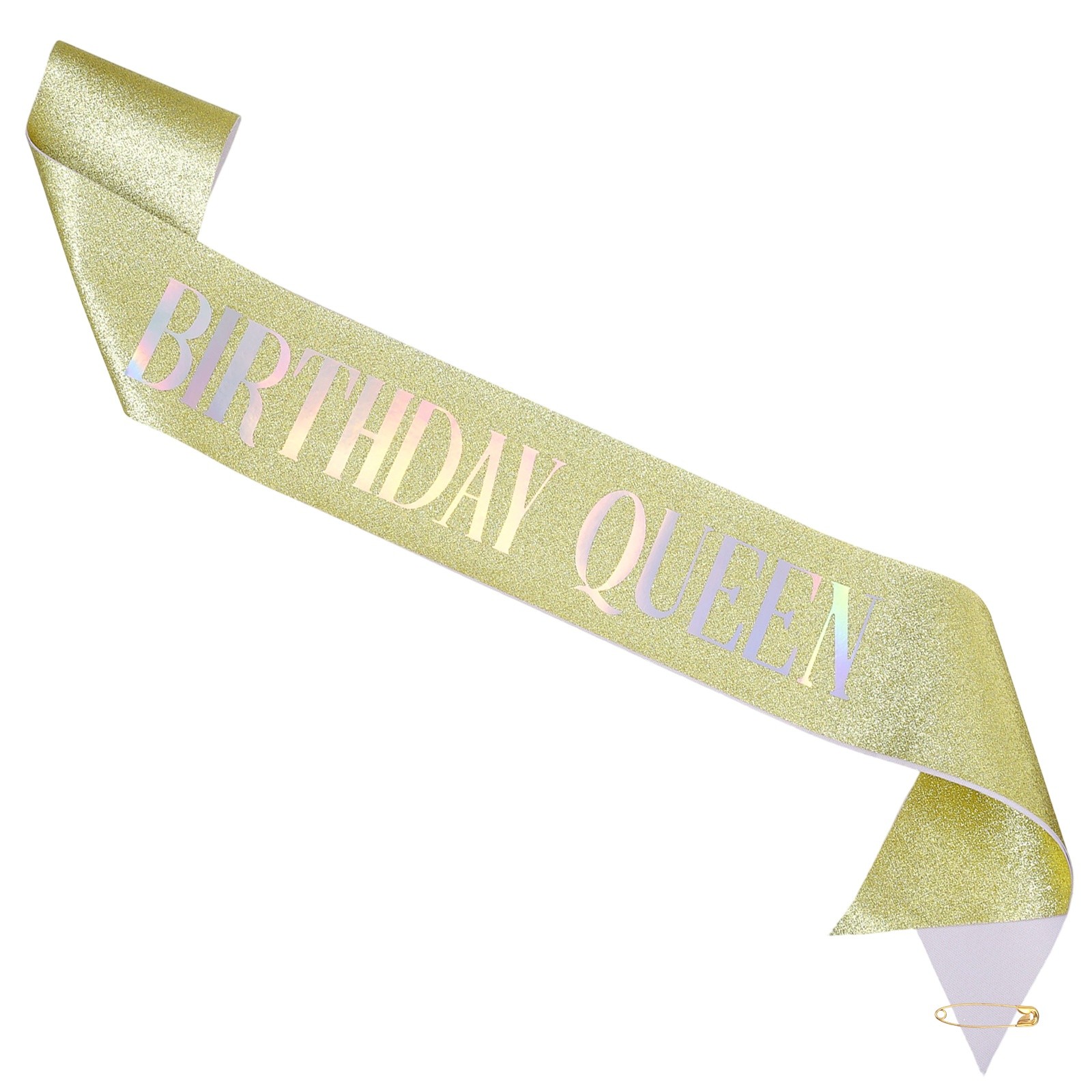 1-Pack Birthday Sash, Sequined Fabric Birthday Gifts [Gold Glitter]