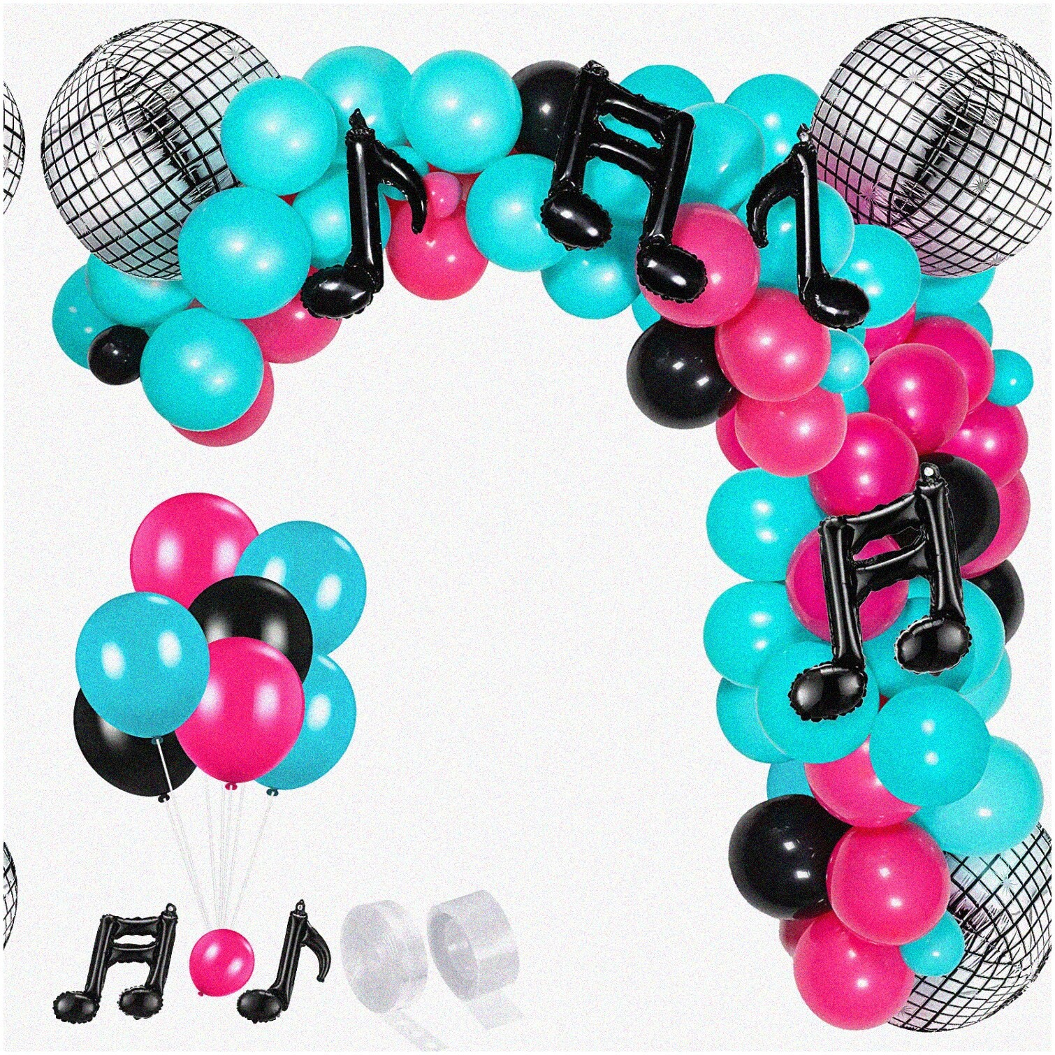 Party Kit with Disco Ball and Colorful Latex Balloons