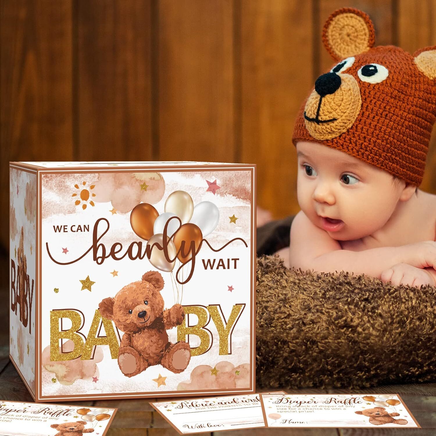 51 Pcs Diaper Raffle Box for Baby Shower Diaper Raffle Tickets with Box Cards Ba