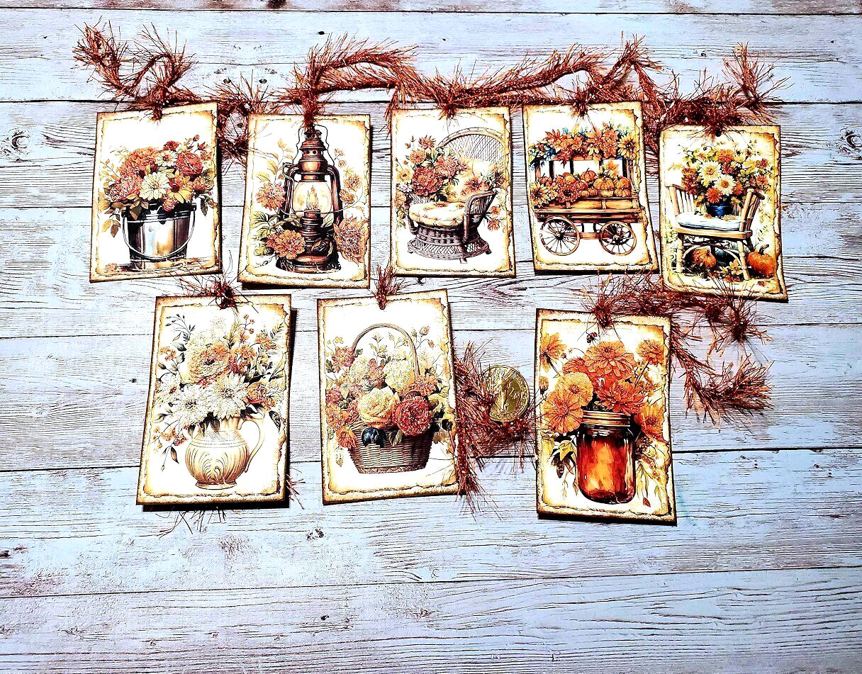 8-Farmhouse-Fall-Autumn-Glittered-Journal-Planner-Linen Cardstock-Gift-Hang-Tags