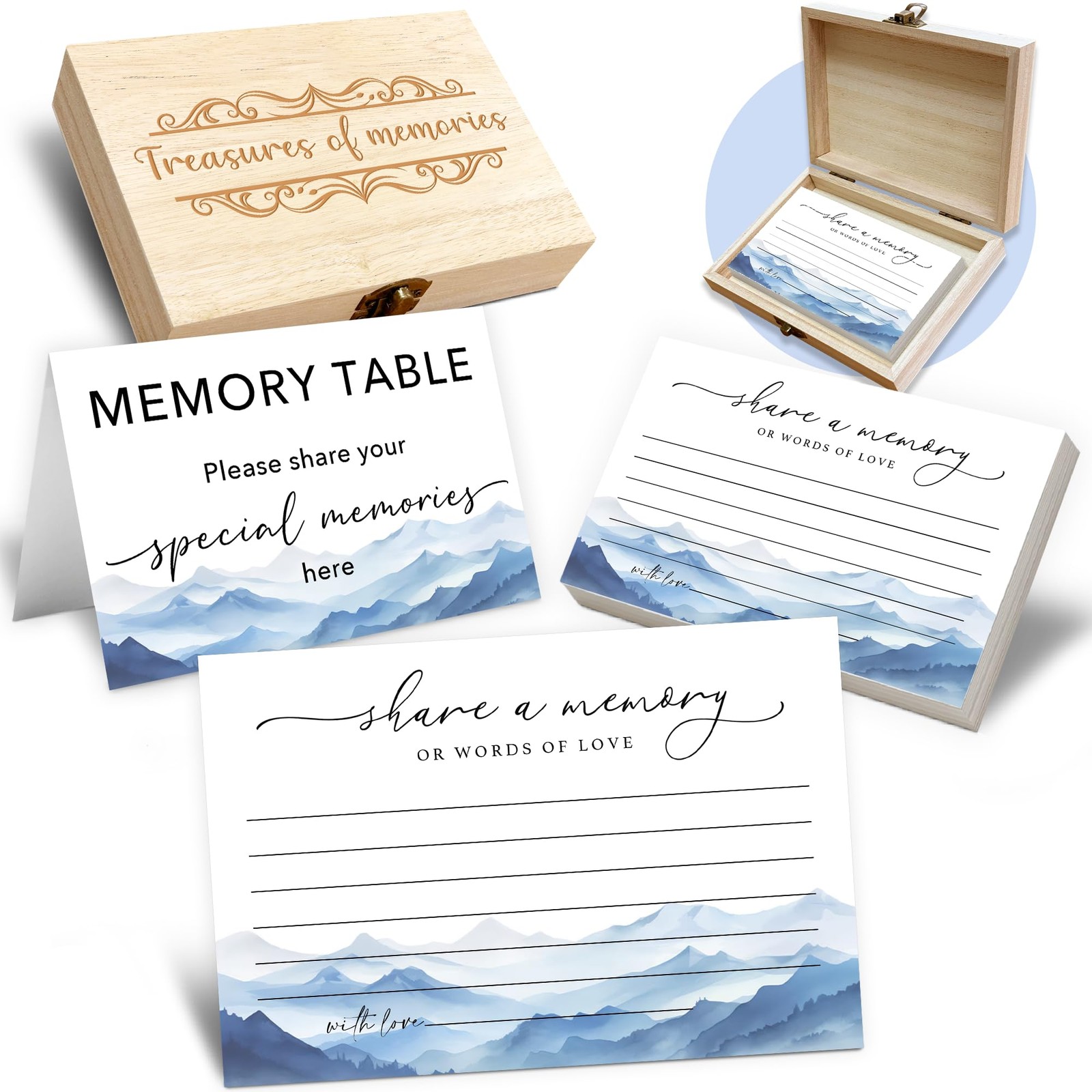 BHTPNG Share A Memory Card for Celebration Of Set with Wooden Box, Mountains