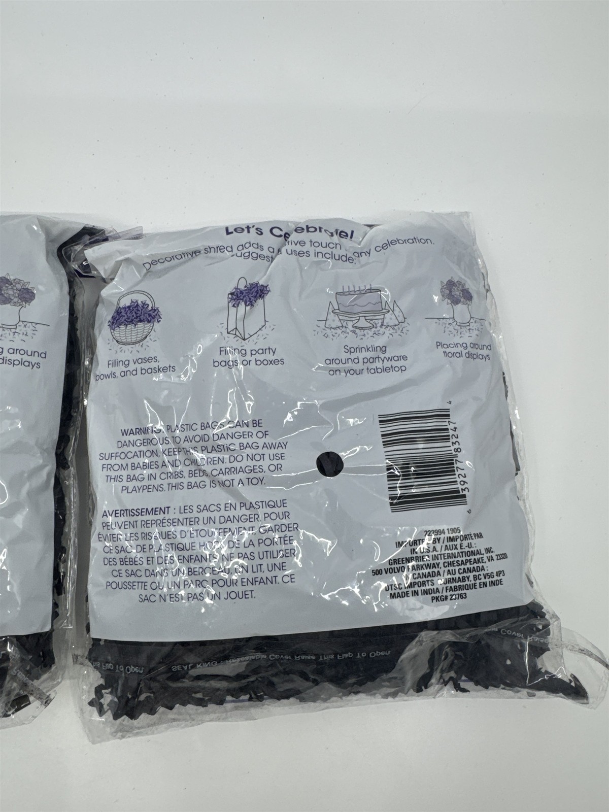 Set Of 2 Black Decorative Shred Easter Grass Black Crafting Shred
