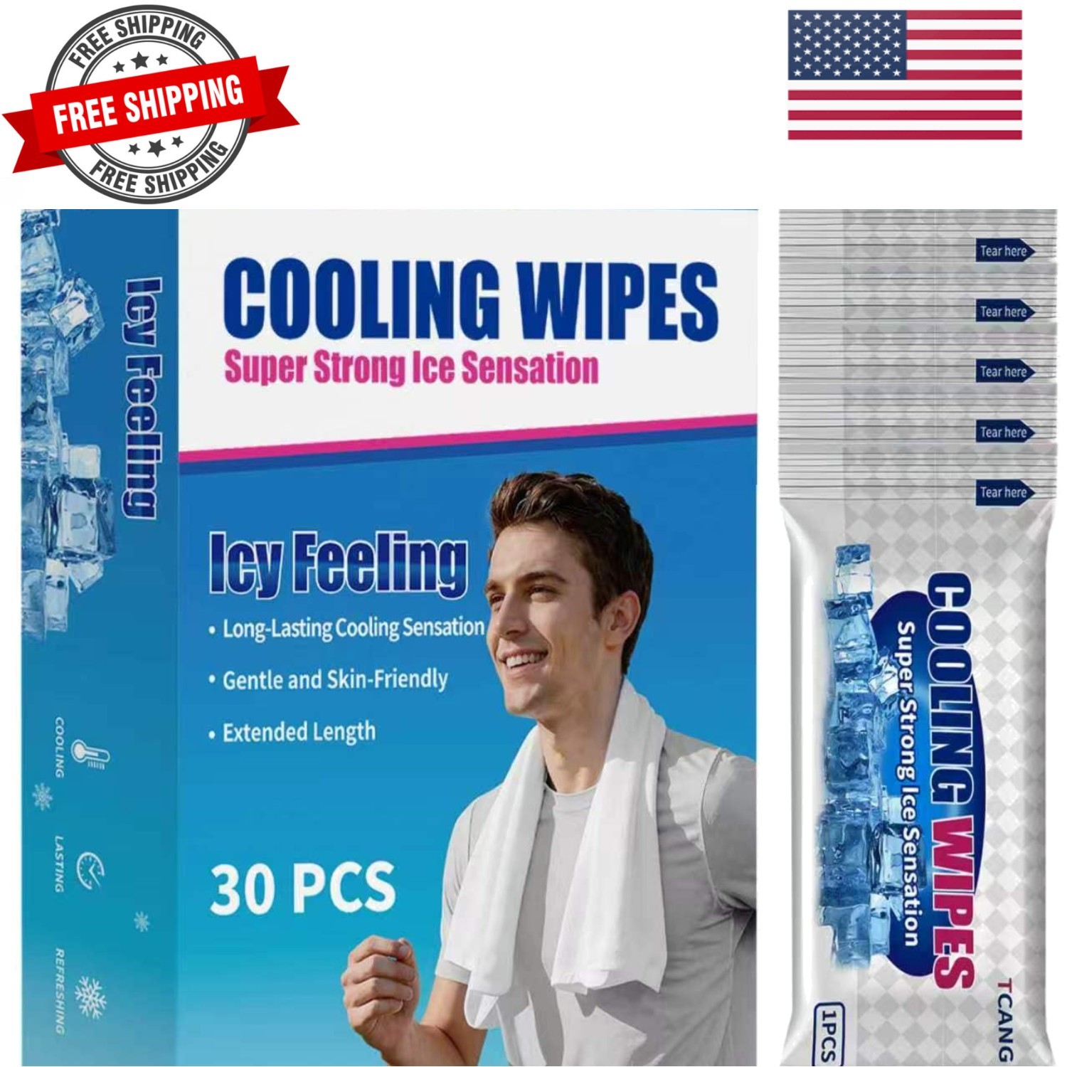 30 Pack Disposable Cooling Wipes, Individually Wrapped No-Rinse Cooling Towel…