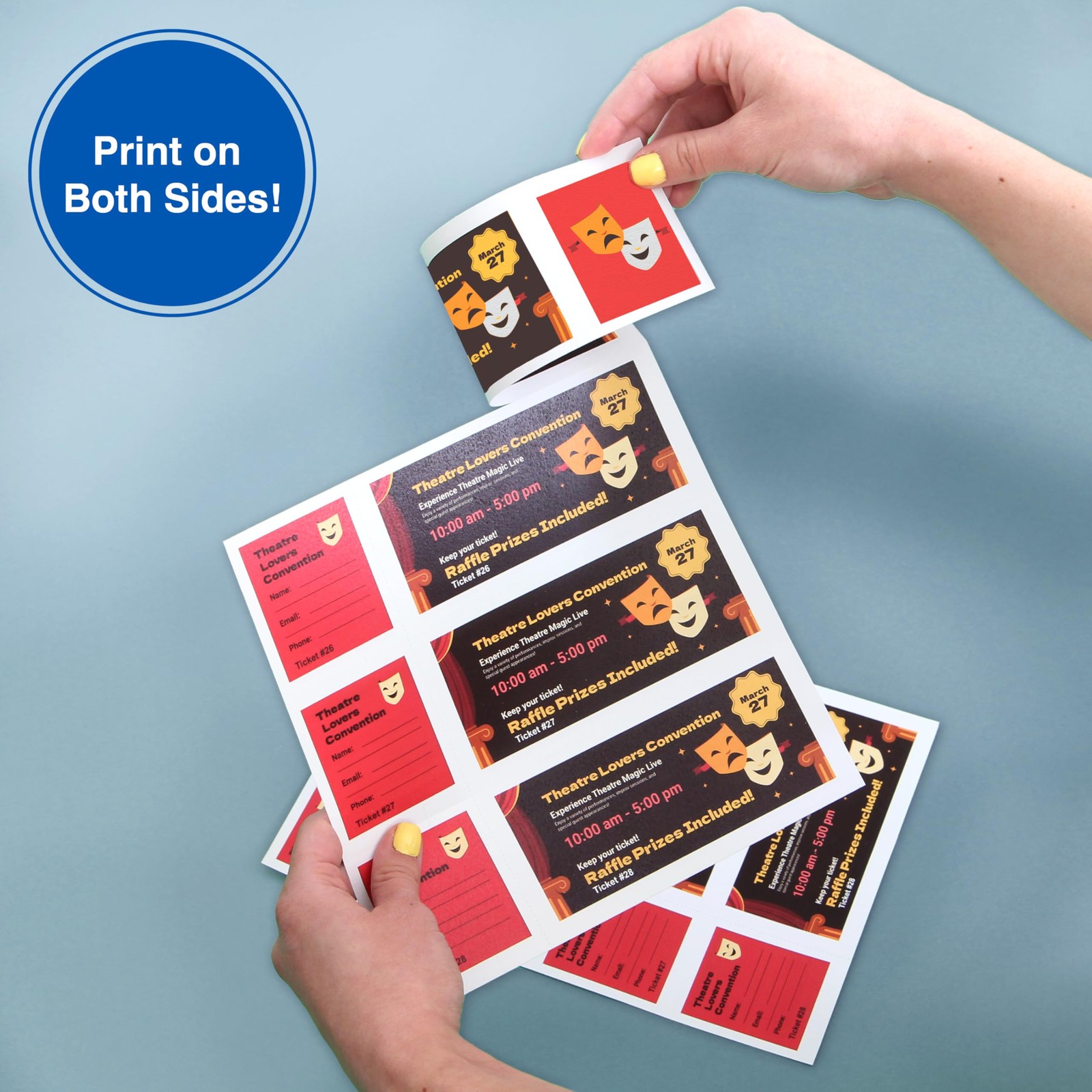 Printable Raffle Tickets Perforated Cardstock 1000 Sheets For Fundraisers Events
