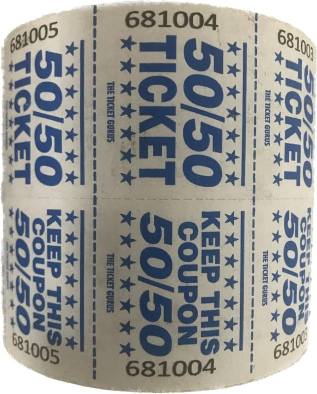 1000 PCS Easy Read Blue 50/50 Marquee Raffle Tickets Single Roll Event Party