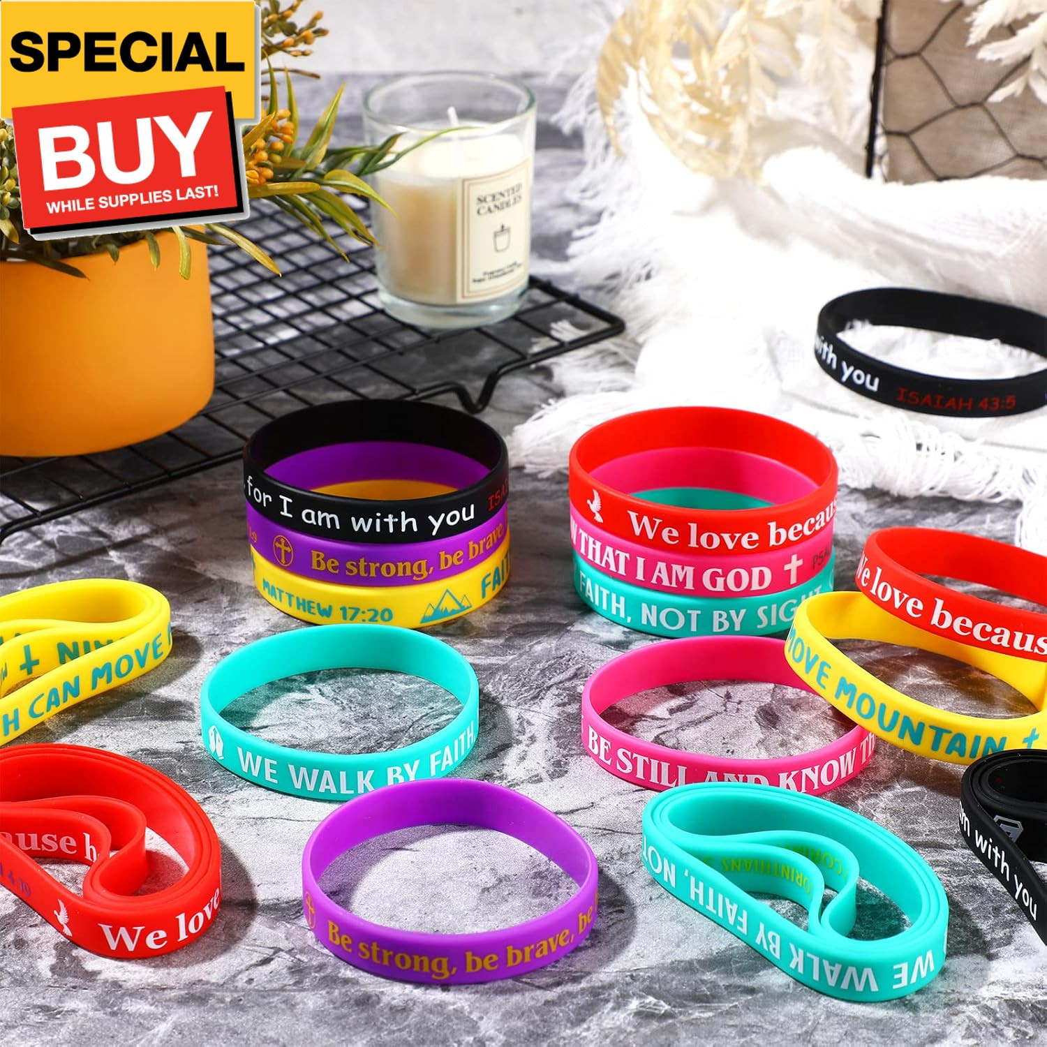 30 Pcs Christian Bible Bracelets Rubber Verse Bracelet Inspirational Silicone Wr