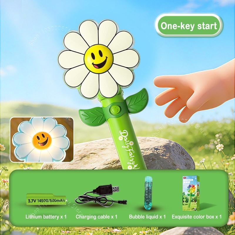Smile Pinwheel Bubble Wand Automatic Blower LED Light-up Kids Outdoor Part
