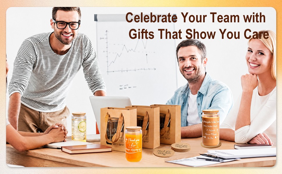40 Pcs/8 Sets Employee Appreciation Gifts Glass Cups with Coasters, Straws,
