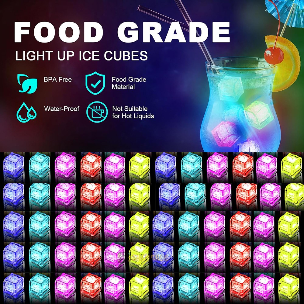 Lots LED Light Ice Cubes Waterproof Luminous For Party Wedding Home Decoration