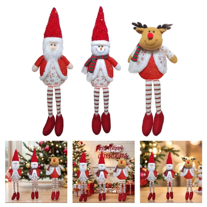 Plush Doll Christmas Decoration Sitting Santa Reindeer Snowman Plush Figures