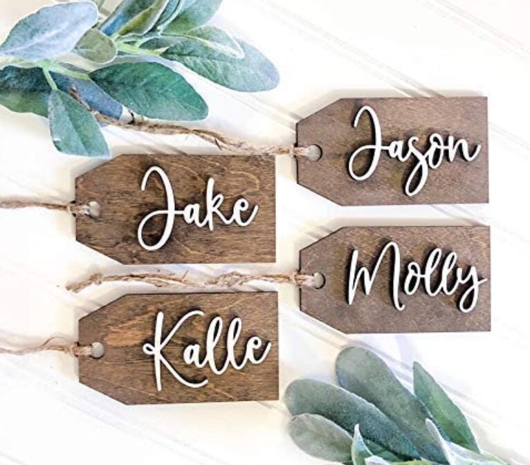 Personalized Wood Christmas Tags , Choose with beads or with out them. 