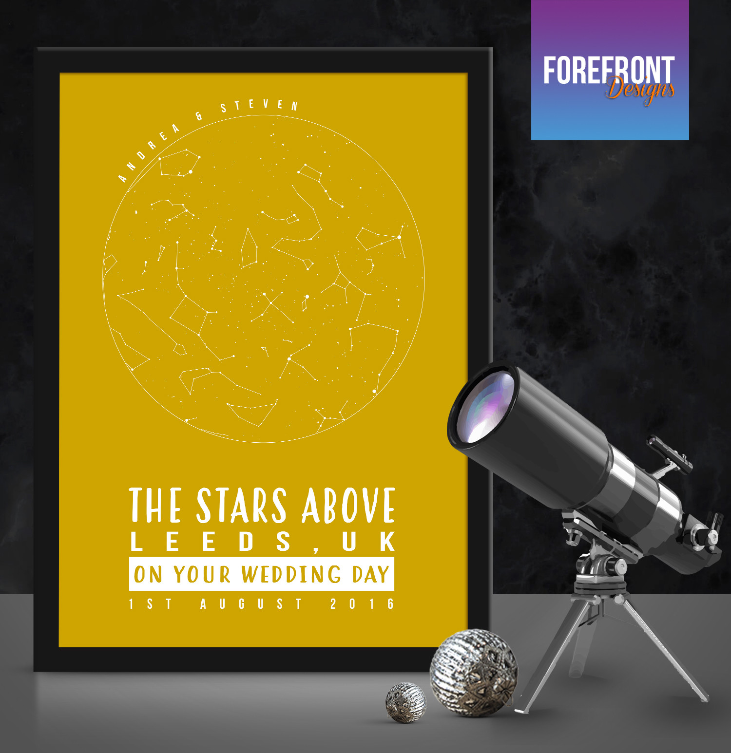 Personalised star/sky map – perfect present wedding/anniversary/valentines gift