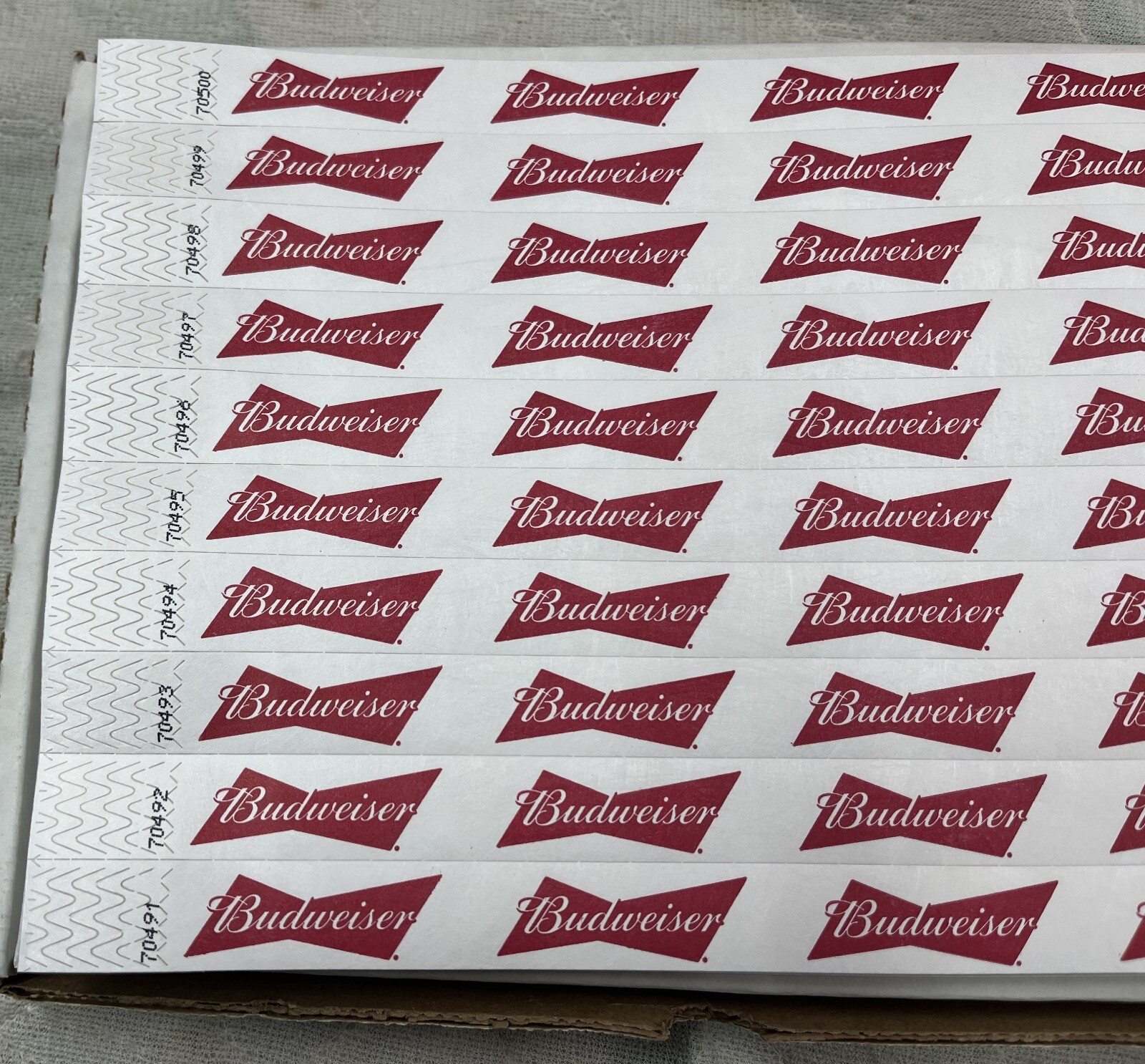 Budweiser Beer Logo Bar ID Age – Event Security Numbered Wristband – 500 Count