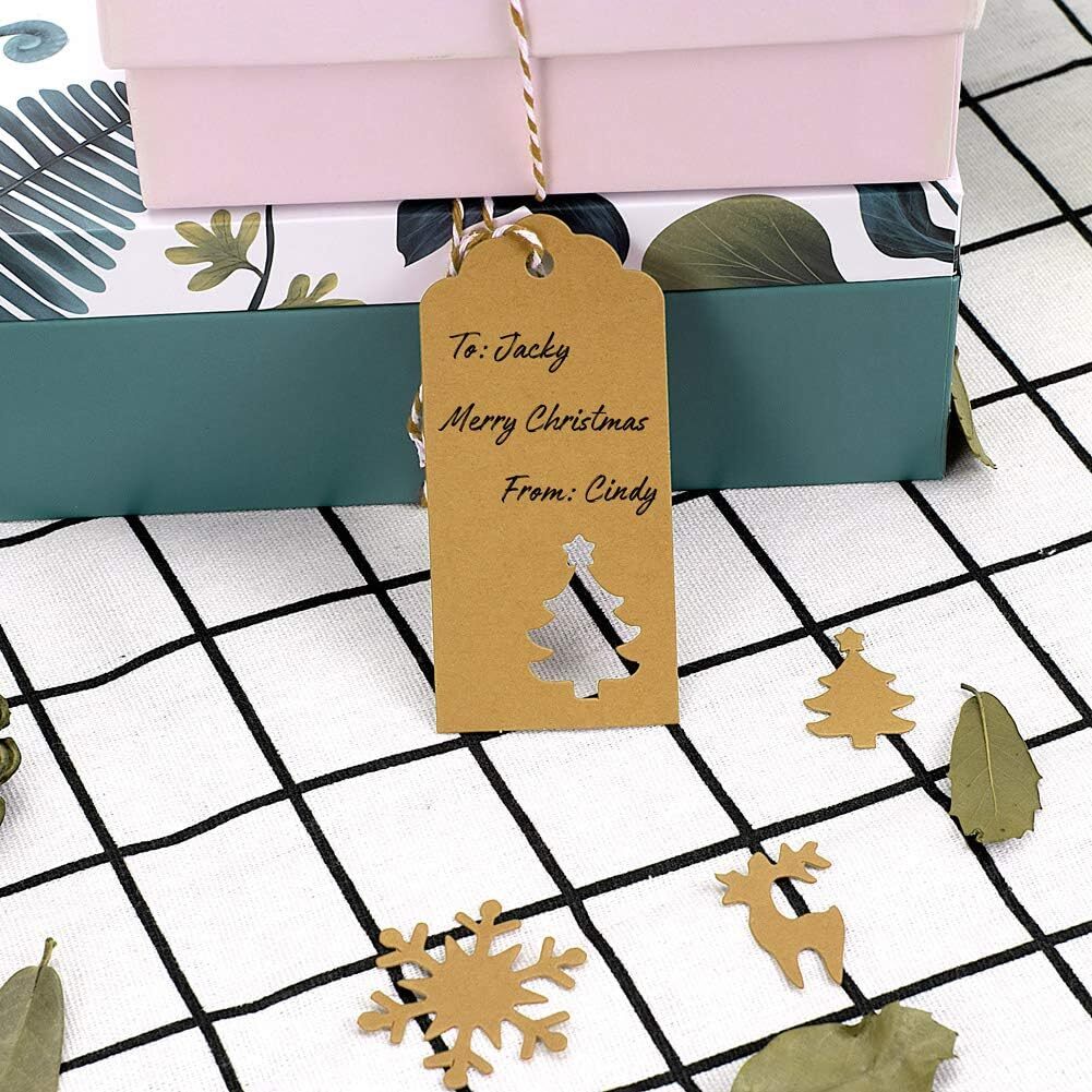 Gift Tags with Holes Present Wrap Tag Paper Twine Vintage Label Christmas 100pcs