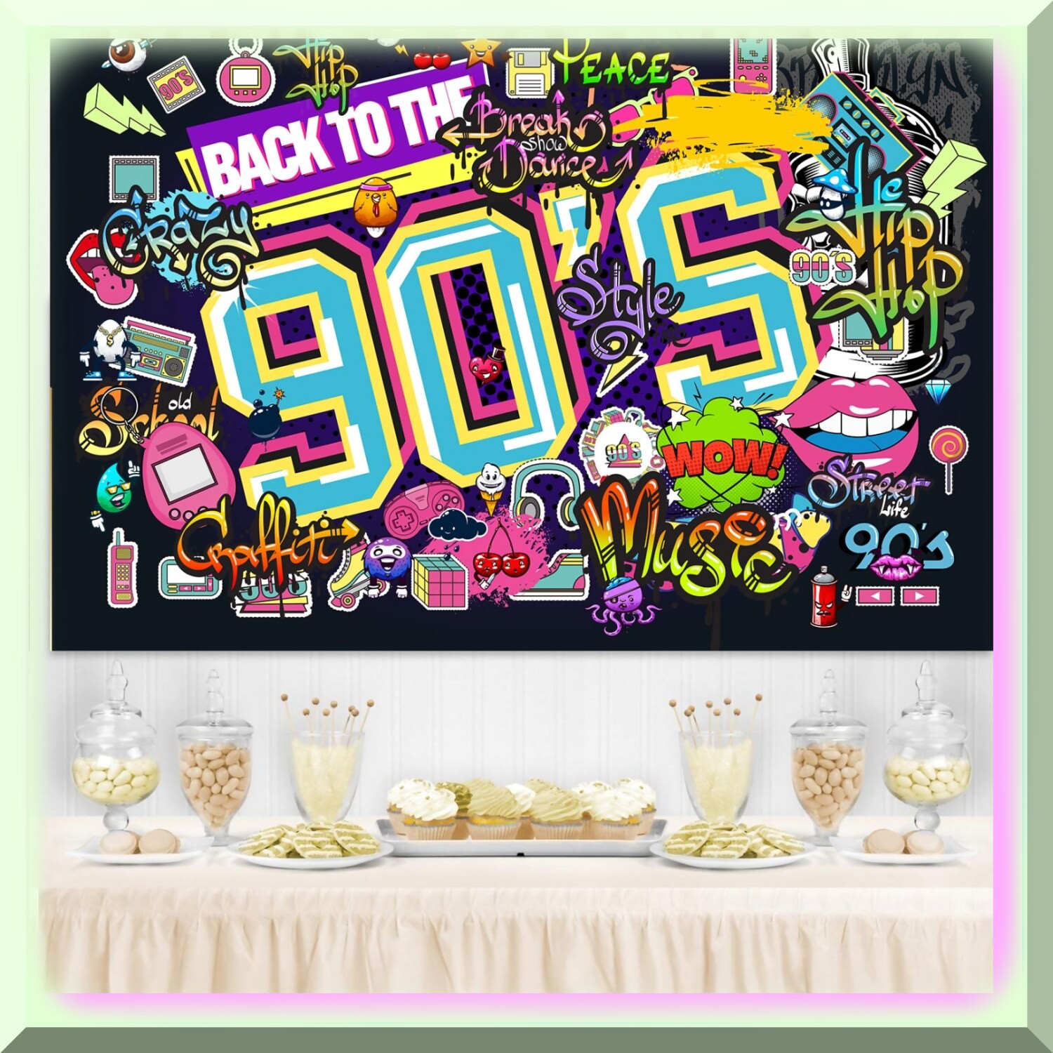 Retro 90s Graffiti Scene Backdrop