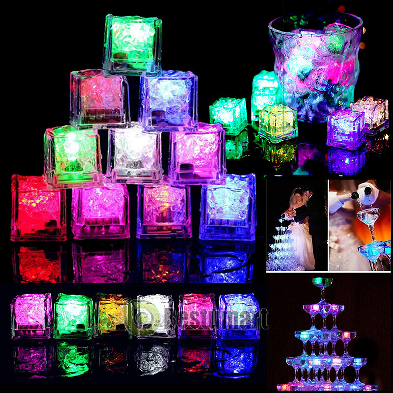Reusable LED Light Up Ice Cubes Baby Kid Bath Glow Toy Shower Luminous Toy Decor