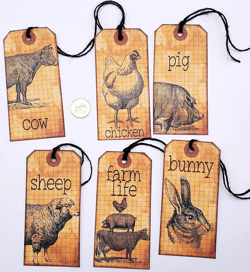 6-Farmhouse-Farm Life-Handmade-Junk Journal-Linen Cardstock-Hang Tags