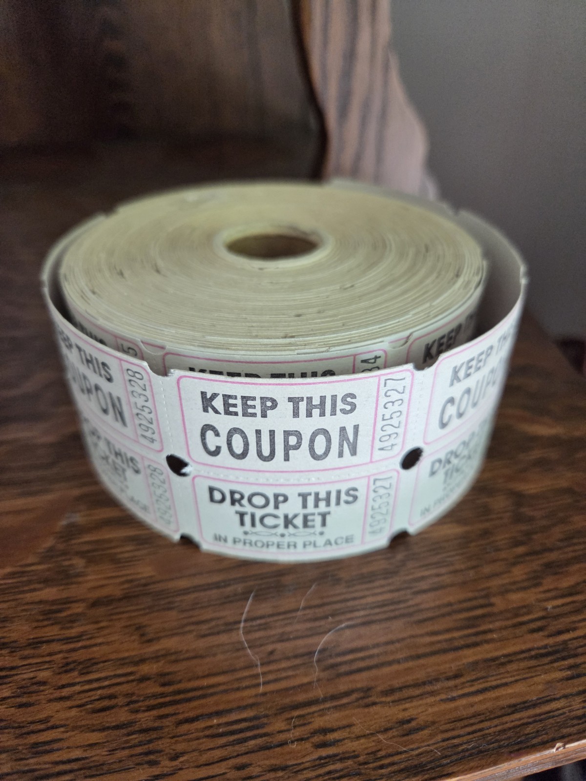Vintage roll of double raffle tickets