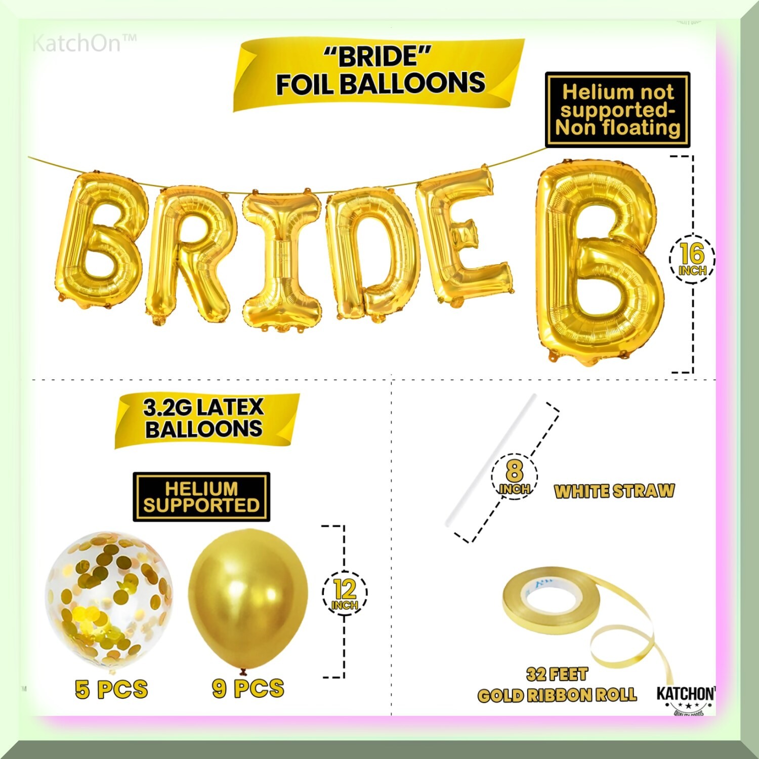 Golden Bride Bash Balloon Set with 19 Decorations