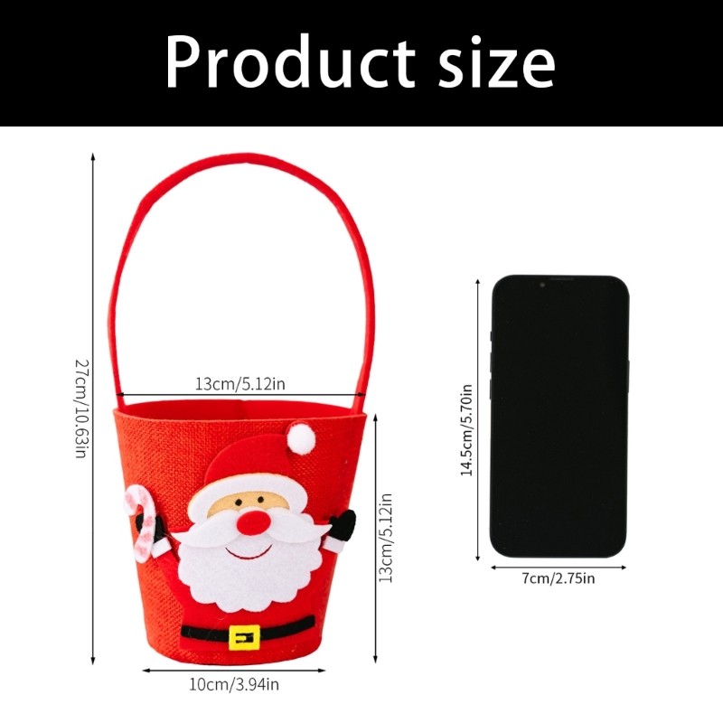 Creative Cartoon Christmas Candy Bag Reusable Fabric Decoration For Holiday
