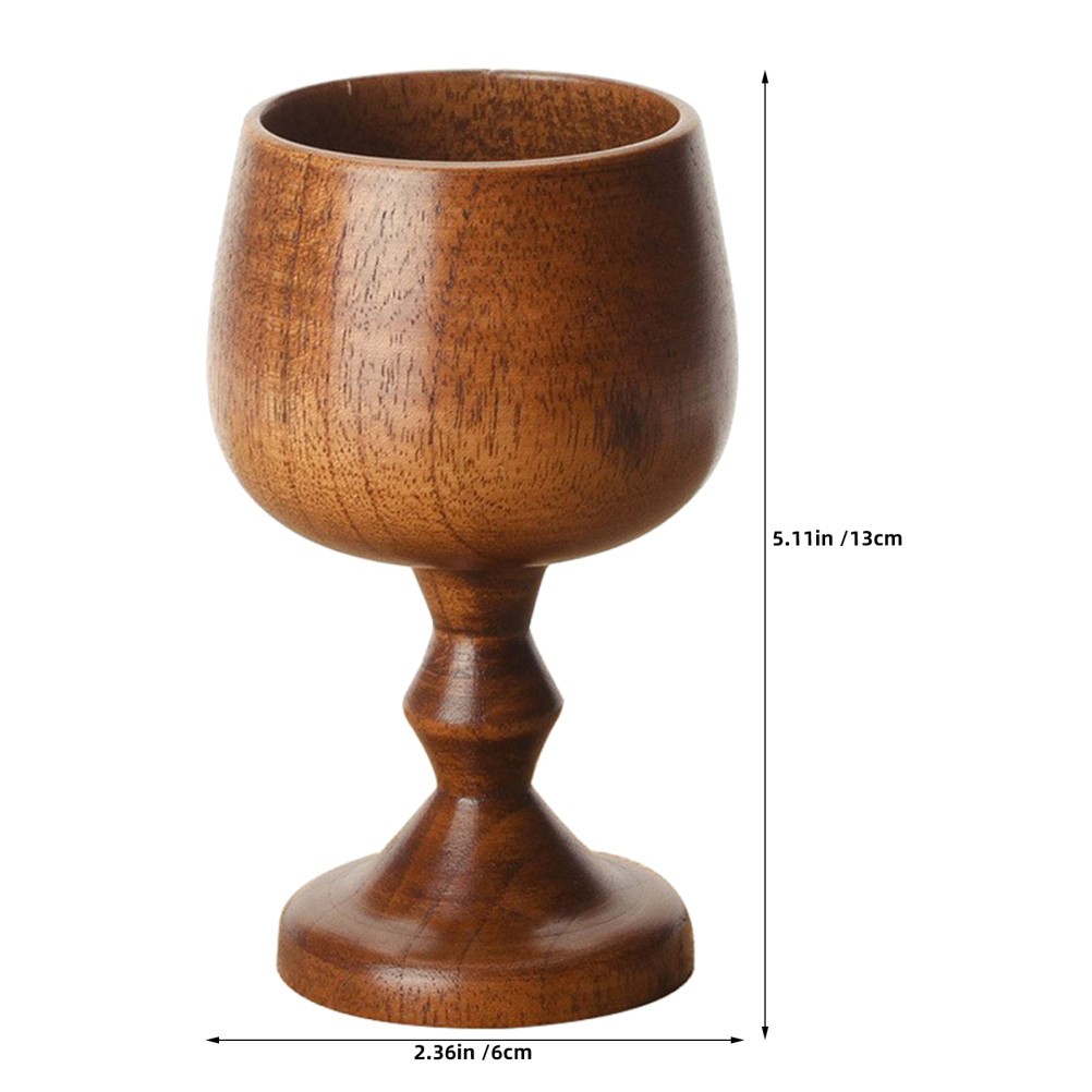 2Pcs Reusable Wood Wine Cups with Enhanced Stability Light Brown for Home Dining
