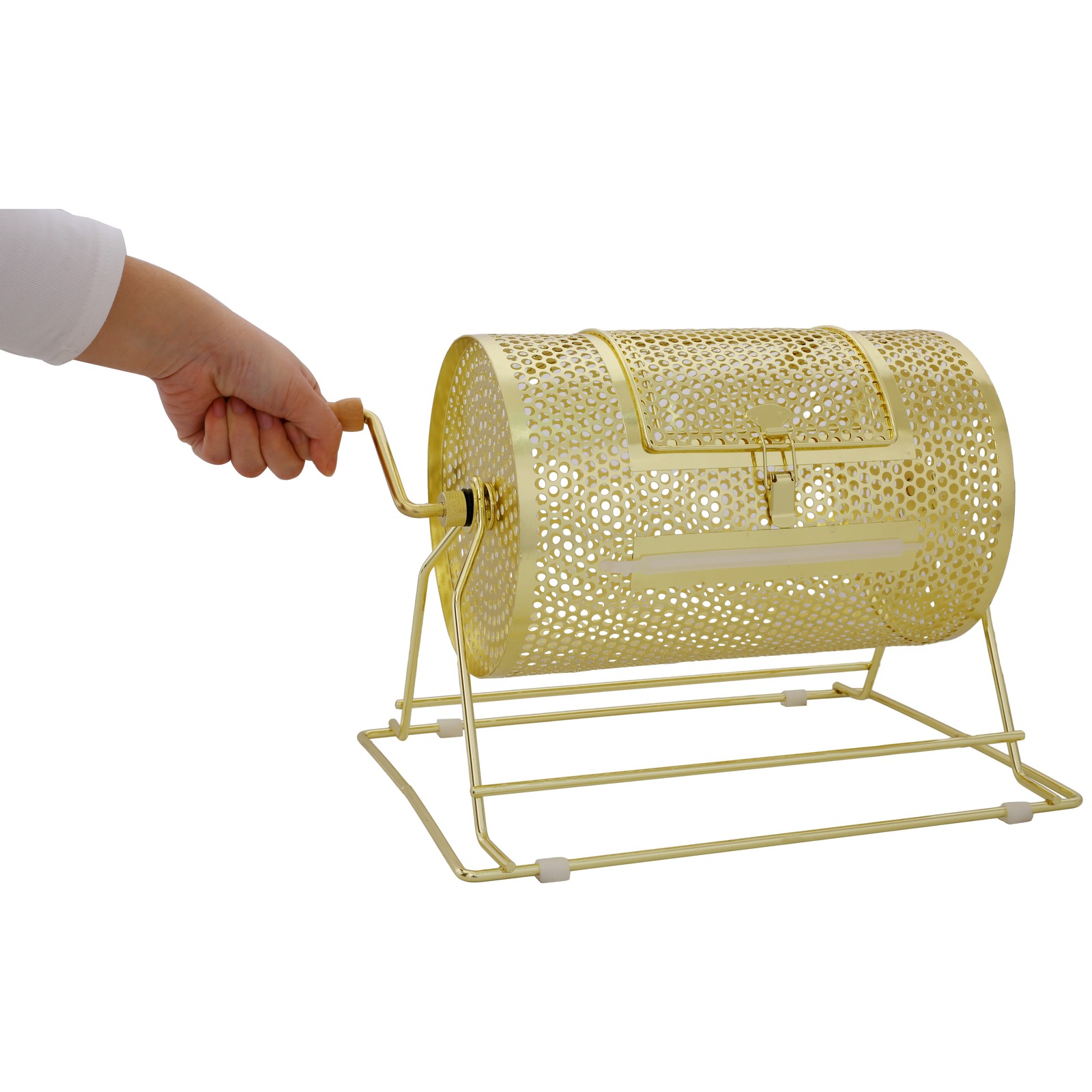 Raffle Ticket Spinner Drum 12″ x 8″ Brass Plated Holds 2500 Tickets