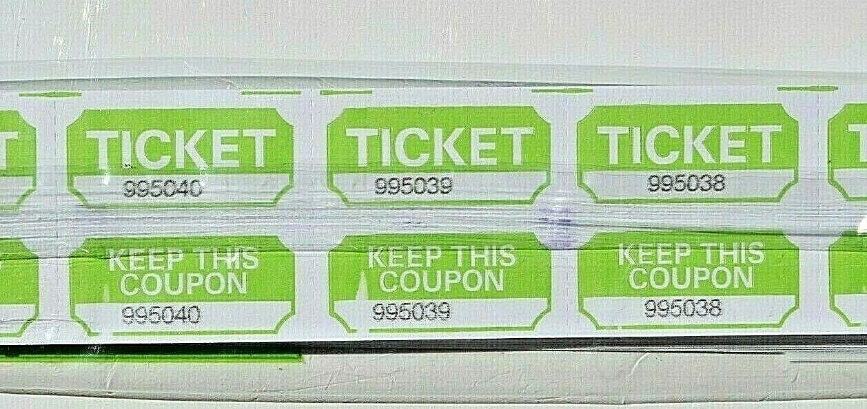 500 Count 50/50 Green RAFFLE TICKETS DOUBLE STUB Events School Drawings Contest