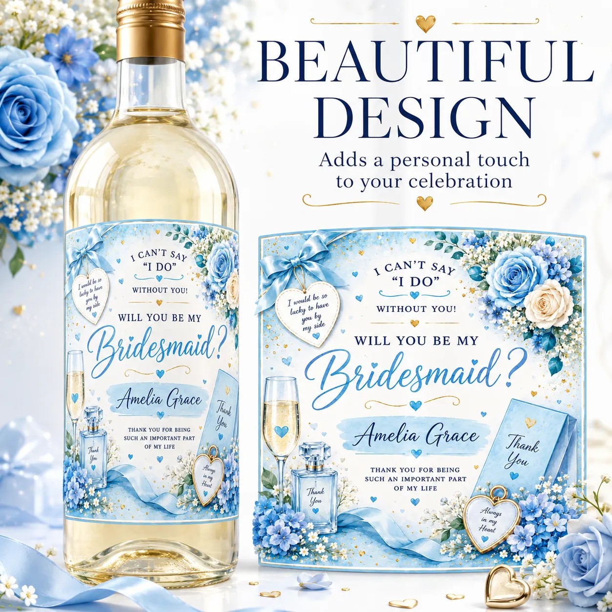 Personalised Bridesmaid Proposal Bottle Label Sticker Bridesmaid Gift
