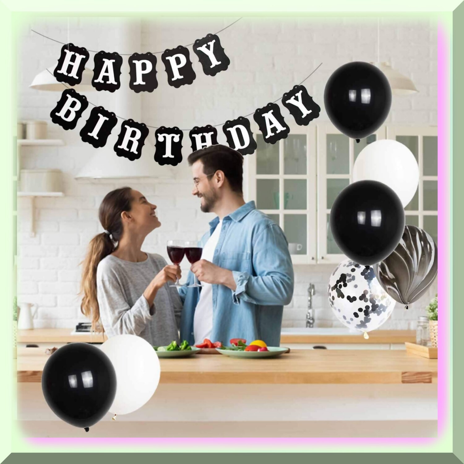 Black and White Birthday Party Decoration Kit