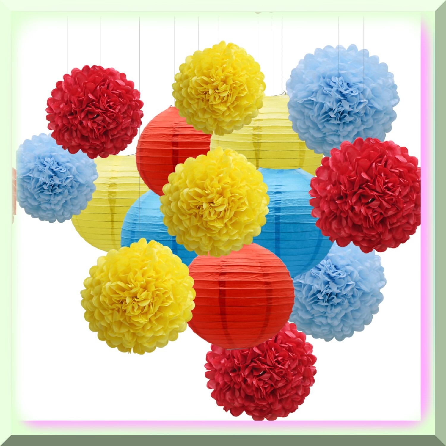Colorful Hanging Party Decor Set 15 Pieces