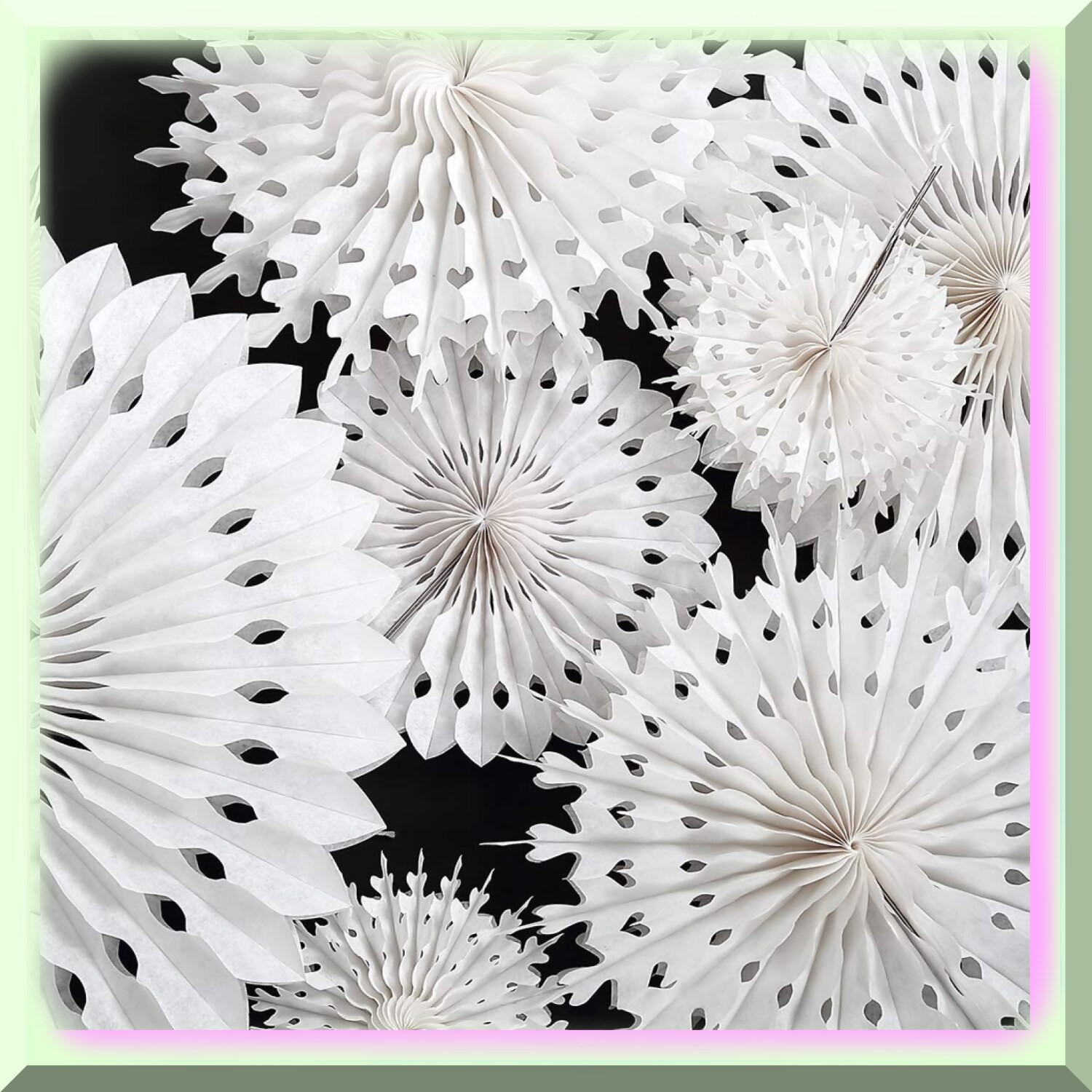 Winter Snowflake Paper Fan and Garland Set
