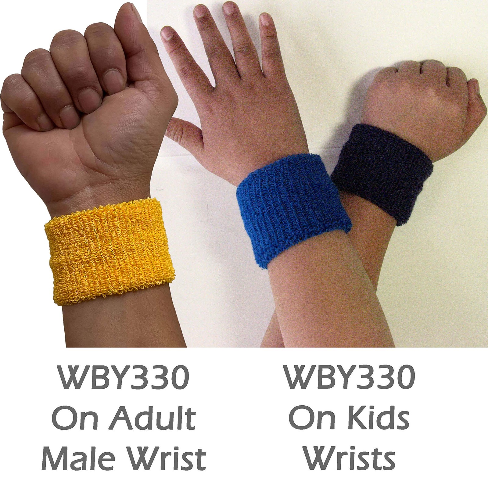 Couver Youth Athletic Sweat Wristbands (3 Pairs) – 2.5″ Thick Gold Yellow