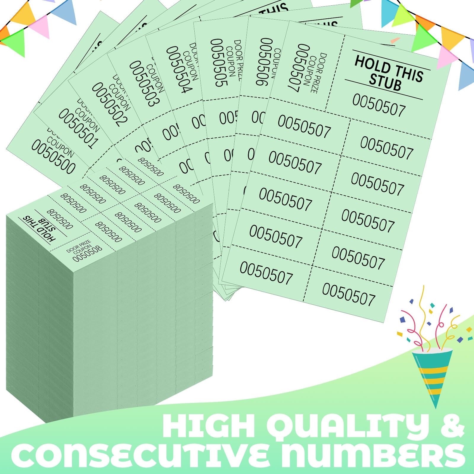 1000 Sheets Raffle Tickets with 10 Bid Numbers Per Sheet Colored Raffle Ticke…