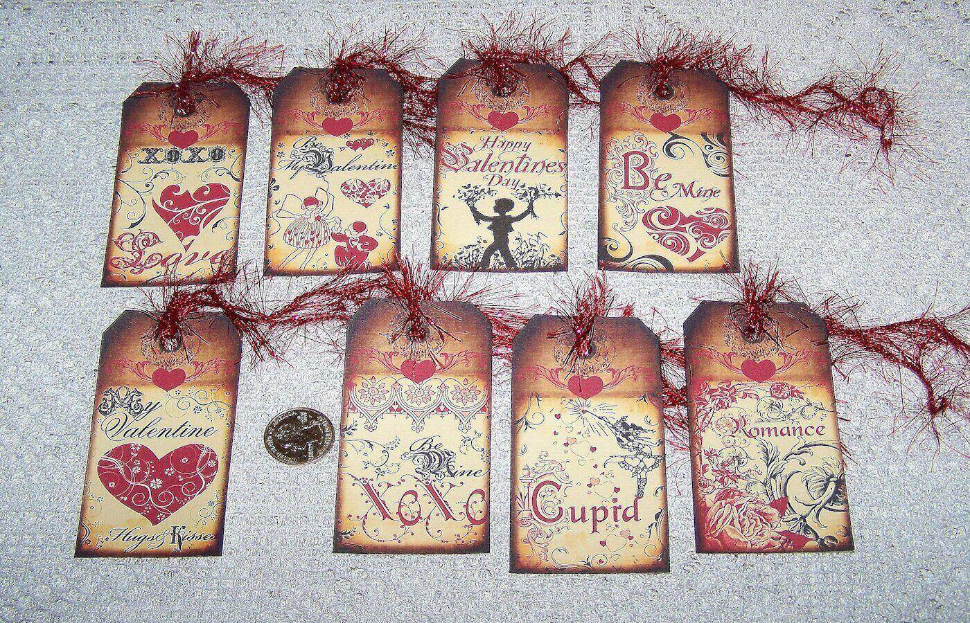 8-Valentine’s Day-Primitive-Vintage-Cupid-Journal-Linen Cardstock-Gift-Hang-Tags