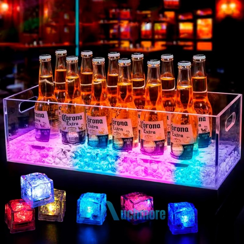12~48pc Waterproof Light Up Led Ice Cubes for Party Drinks Dark Glowing Ice Cube