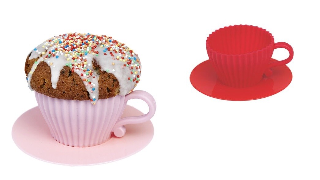 RED CupCake Bake & Serving – 2 Piece Cups with Saucers