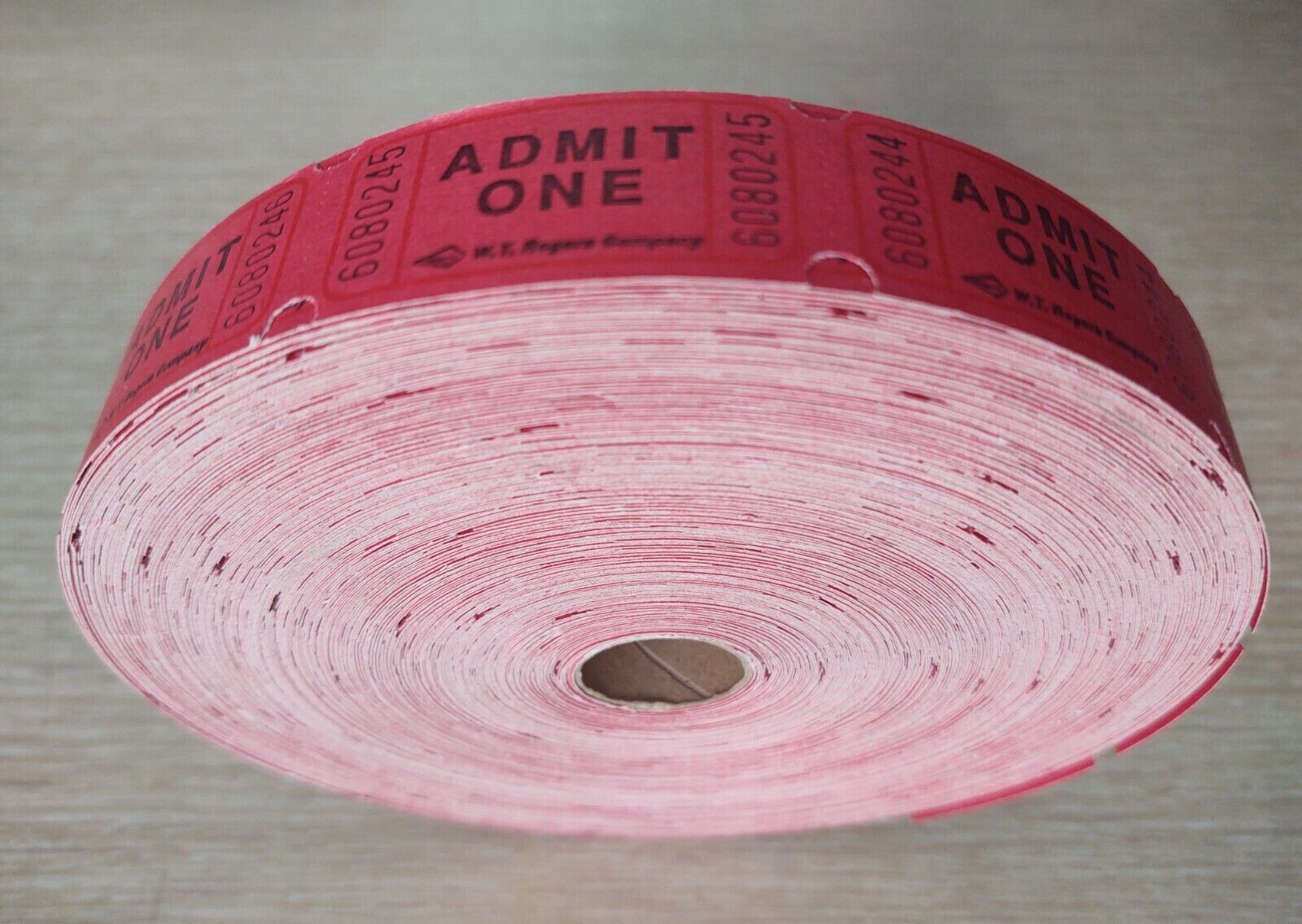 Red “ADMIT ONE” Numbered TICKETS Roll Admission Door Raffle Journal Crafting