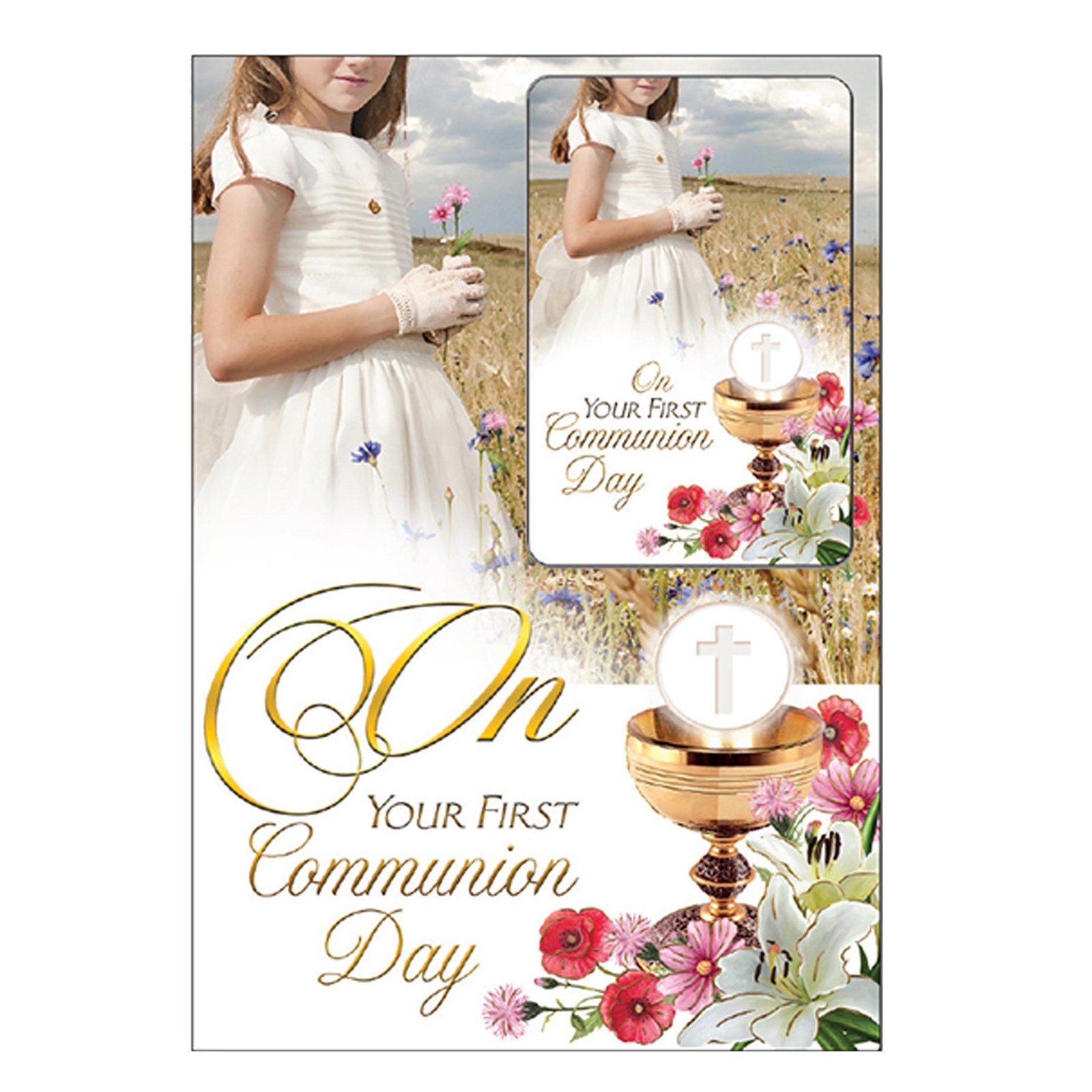 First Holy Communion Card and Envelope with Prayer card Gold Detail – C27608
