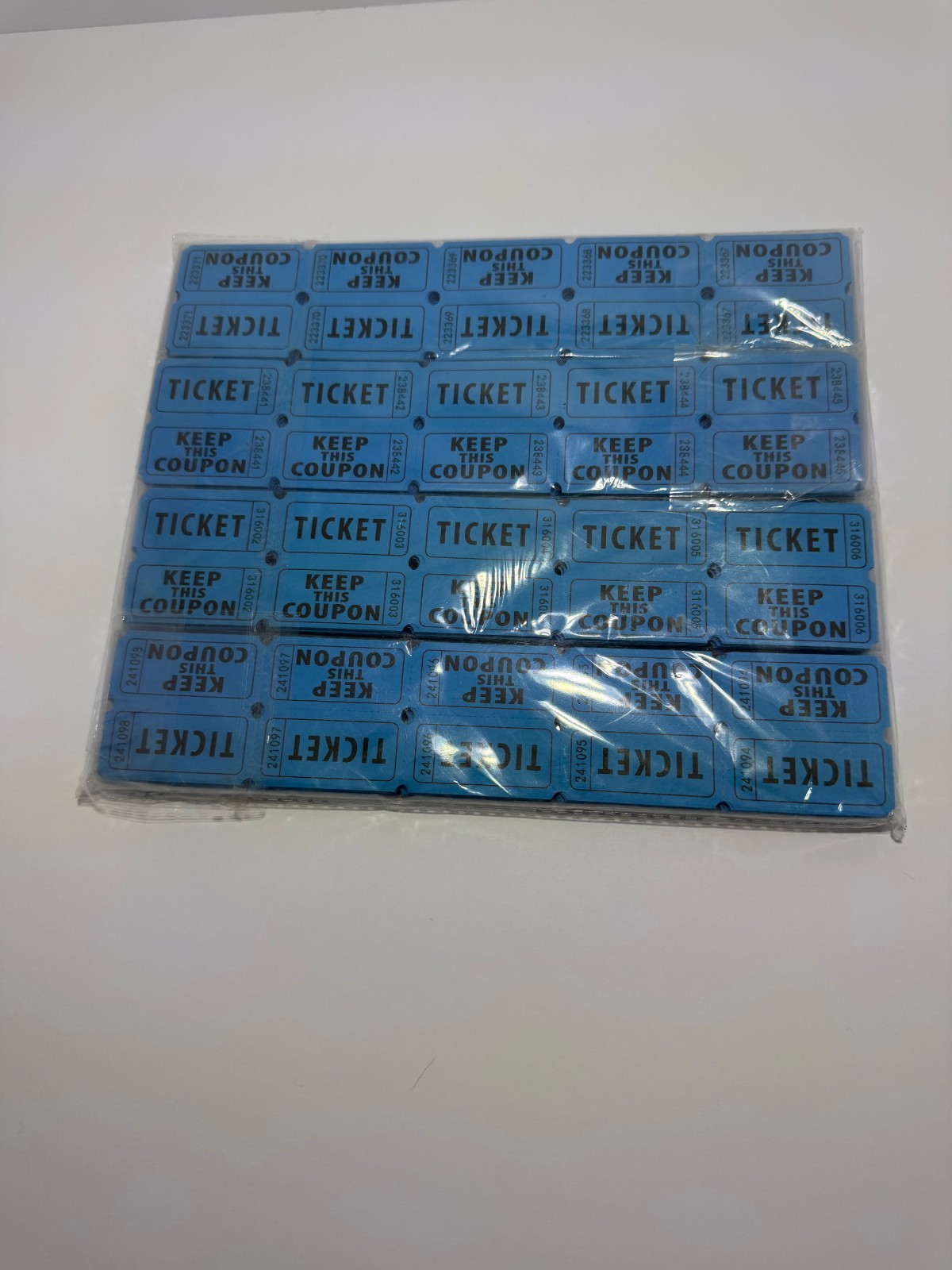 Blue Raff. Tickets Pkg of 800sets 1600 PCS Flat Double Stub Split The Pot 50/50