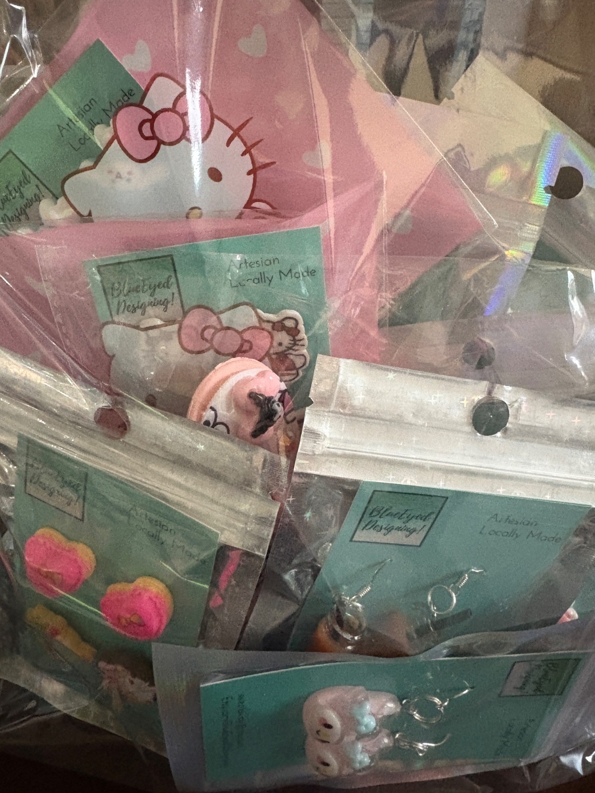 Kawaii Kitty Mystery Bags 10+ Gifts Inside Earrings, Hair Clips, Pens #2