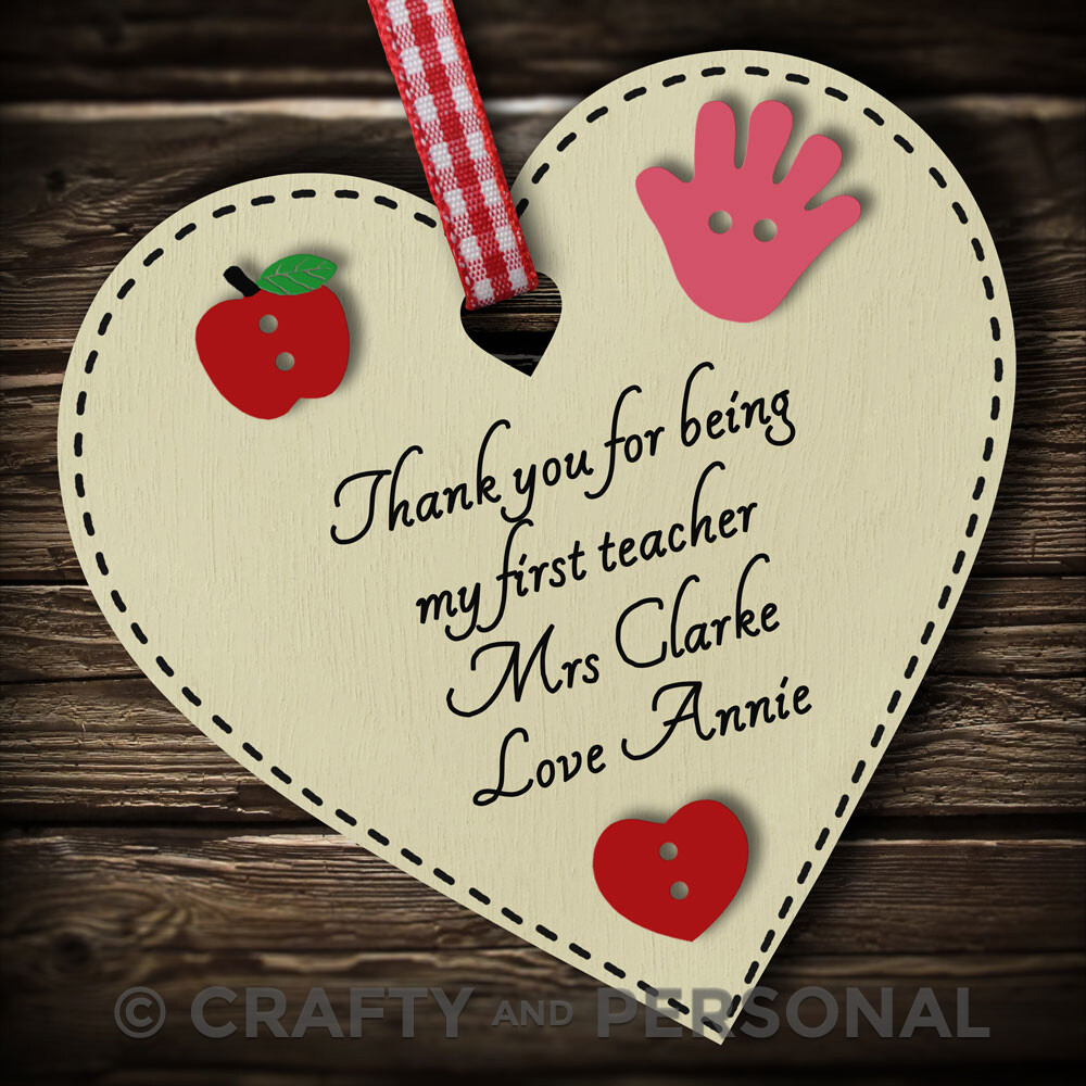 Personalised First Teacher gift plaque thank you present Primary School keepsake