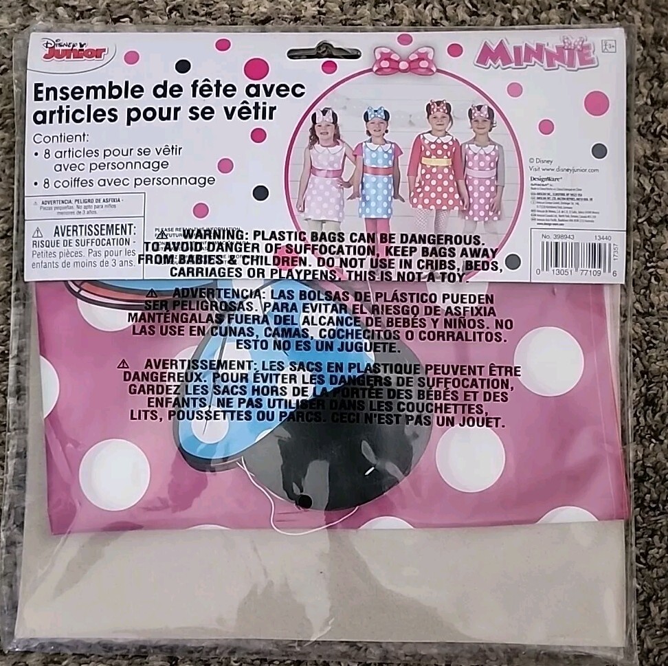 Disney Minnie Mouse Party Wearables Kit 8 Character Headpieces & 8 Wearables