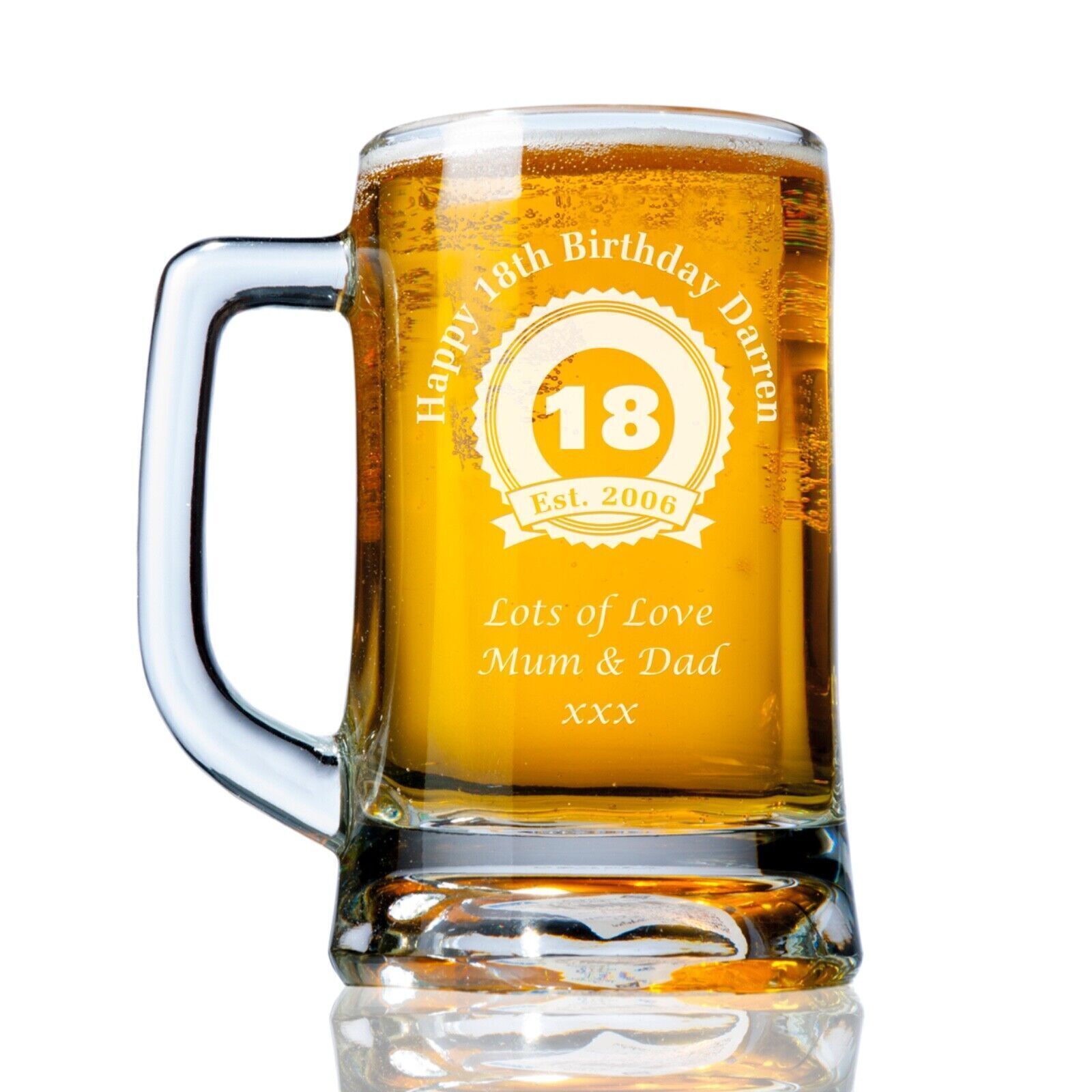 Personalised Engraved Beer Pint Glass Tankard 18th 21st 30th Birthday Gift Boxed