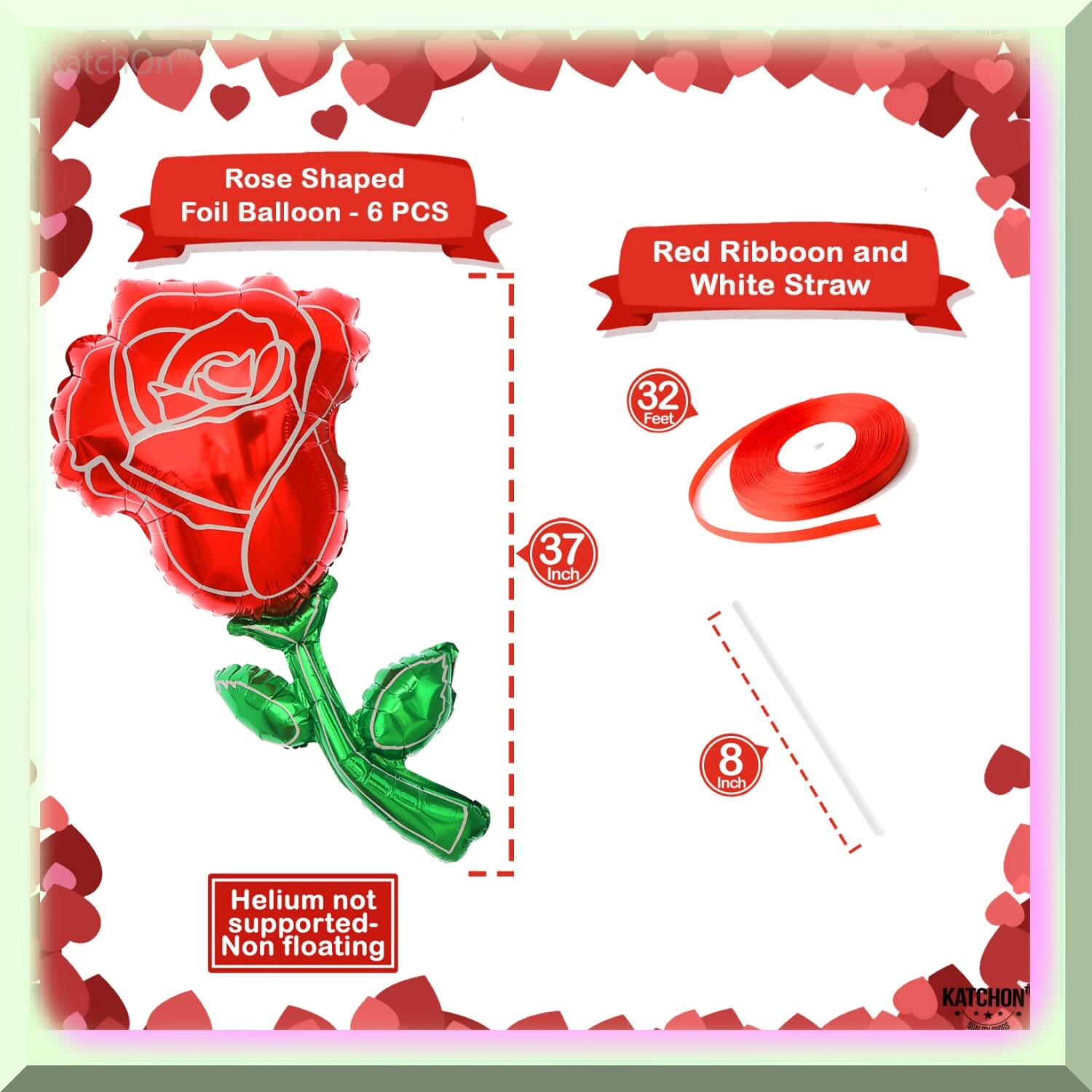 Valentine’s Day Red Rose Balloons 6 Large