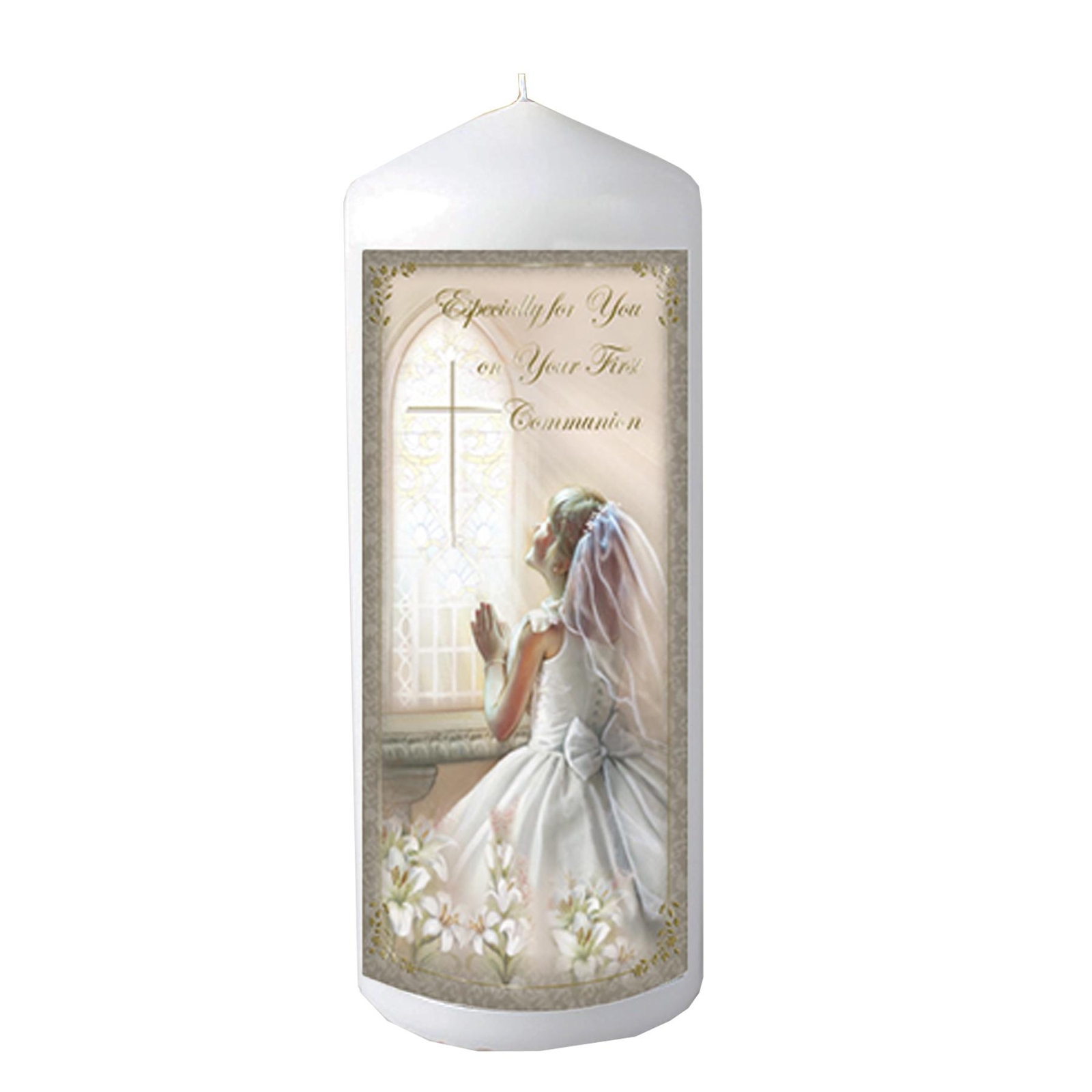 Pillar Candle First Holy Communion in Organza Bag Keepsake Gift – Girl