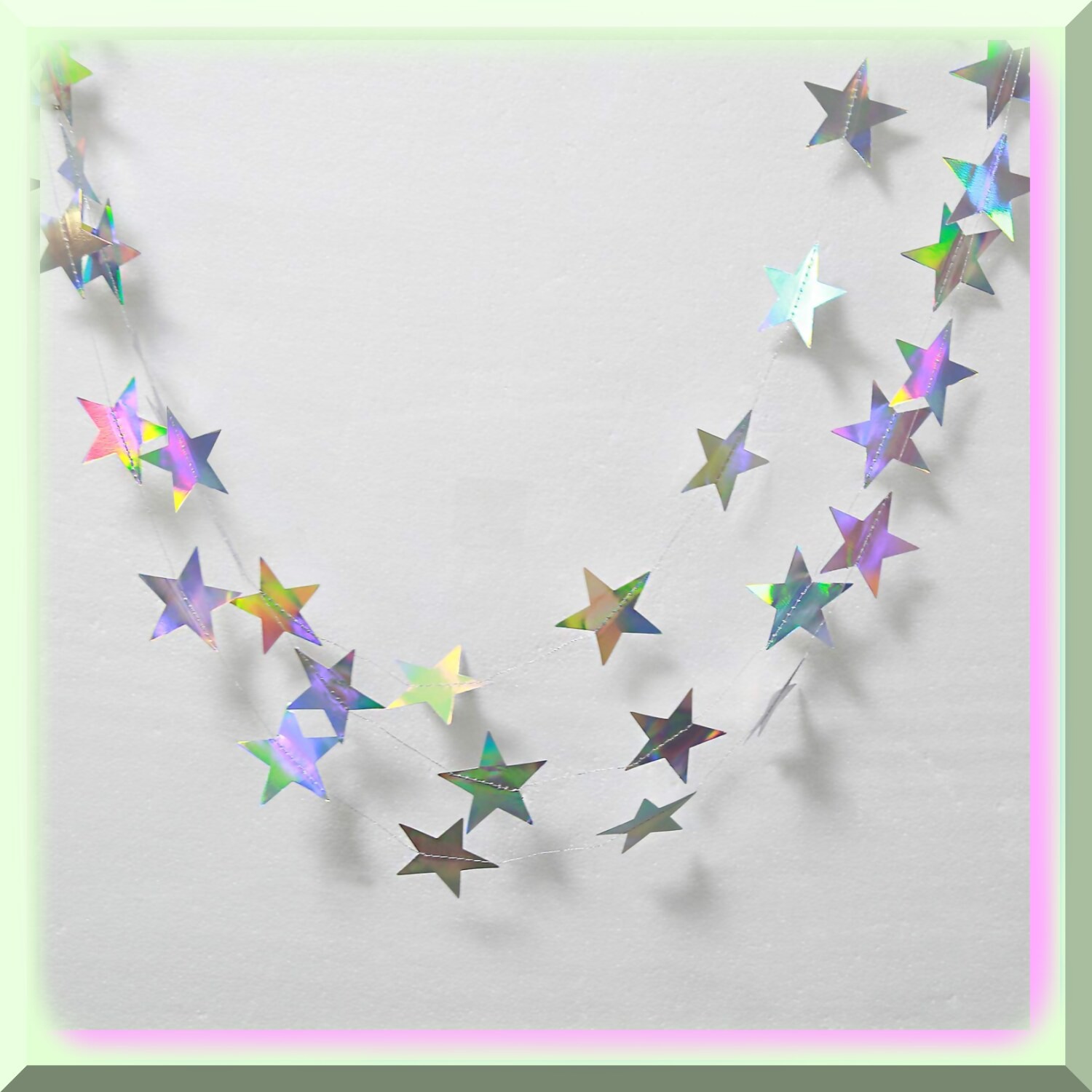 Iridescent Moon and Star Garland 52ft Decorations