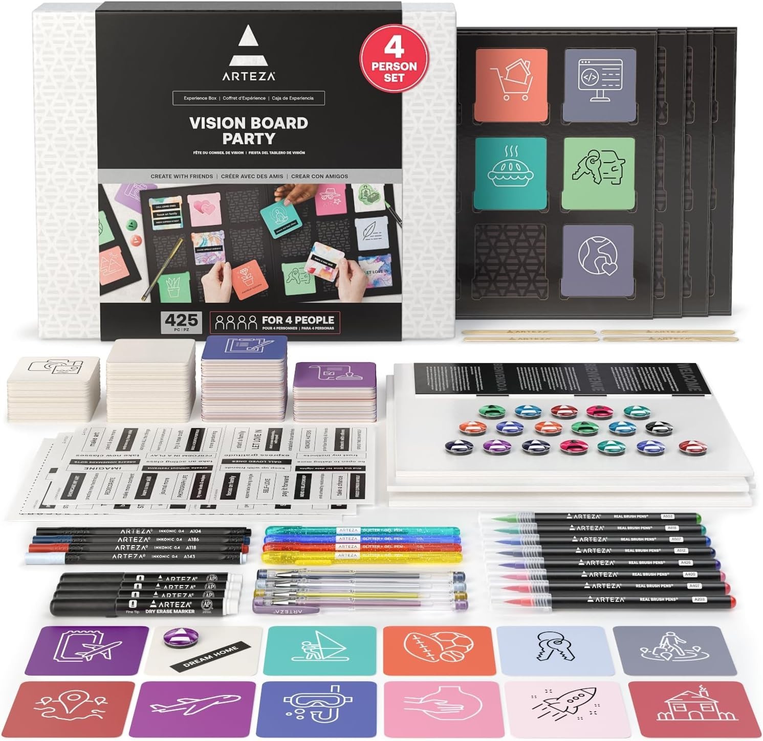 ✨Large Set 425 Pcs VISION BOARD PARTY Kit For 4 DIY Art & Craft Wish Bucket List