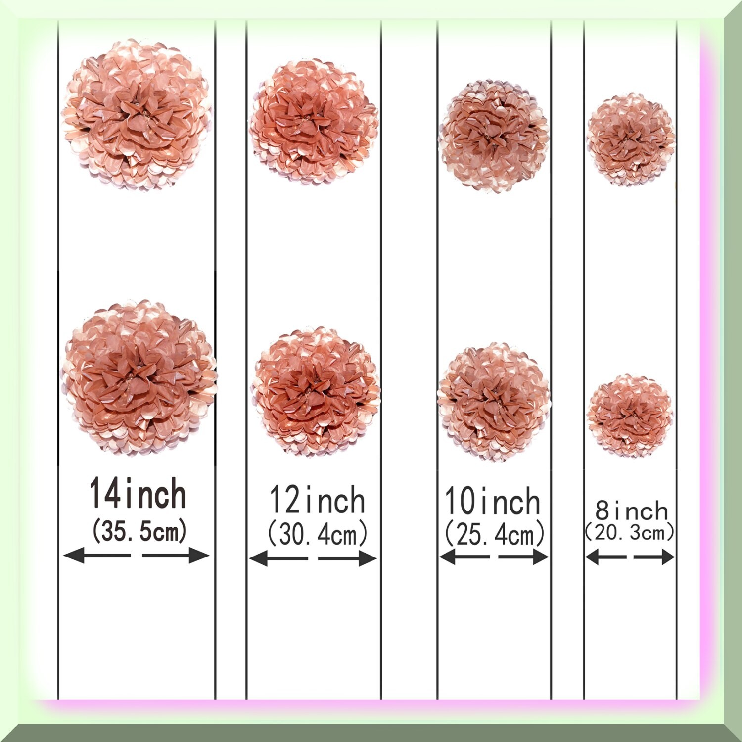 Rose Gold Celebration Decorations Kit with Swirls Pom Poms